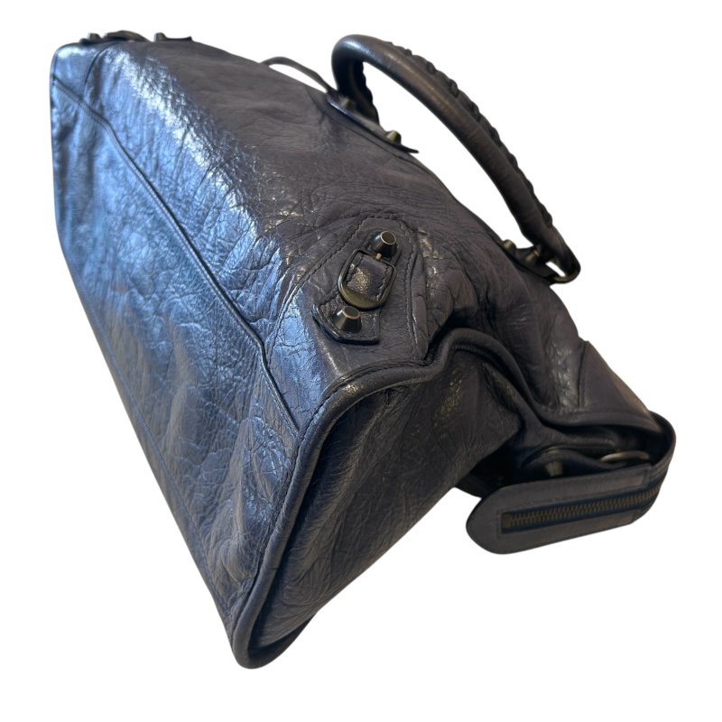 BALECIAGA藍紫色全皮CITY機車包-5