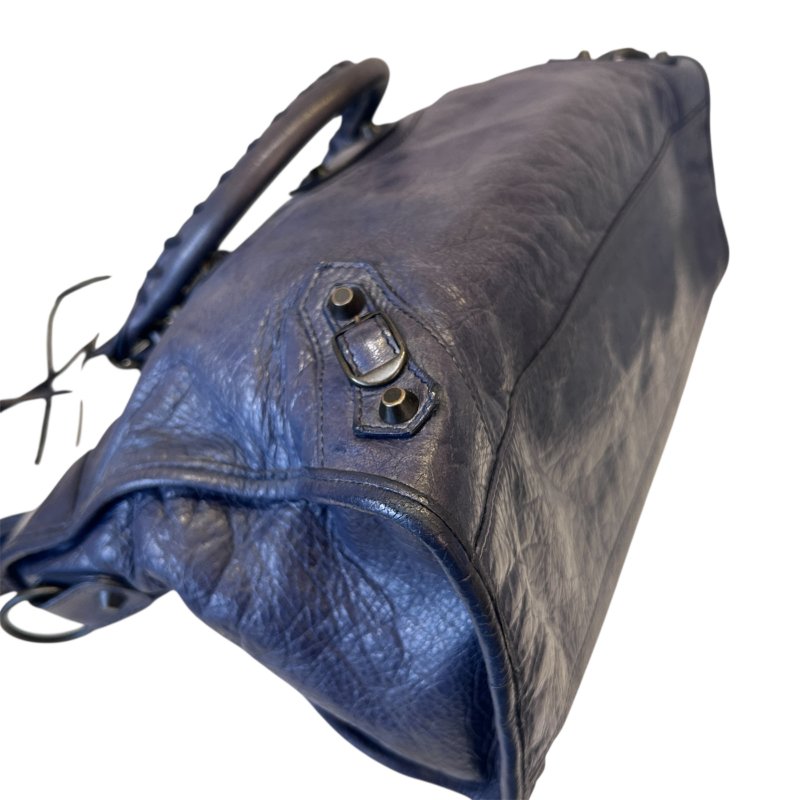 BALECIAGA藍紫色全皮CITY機車包-6