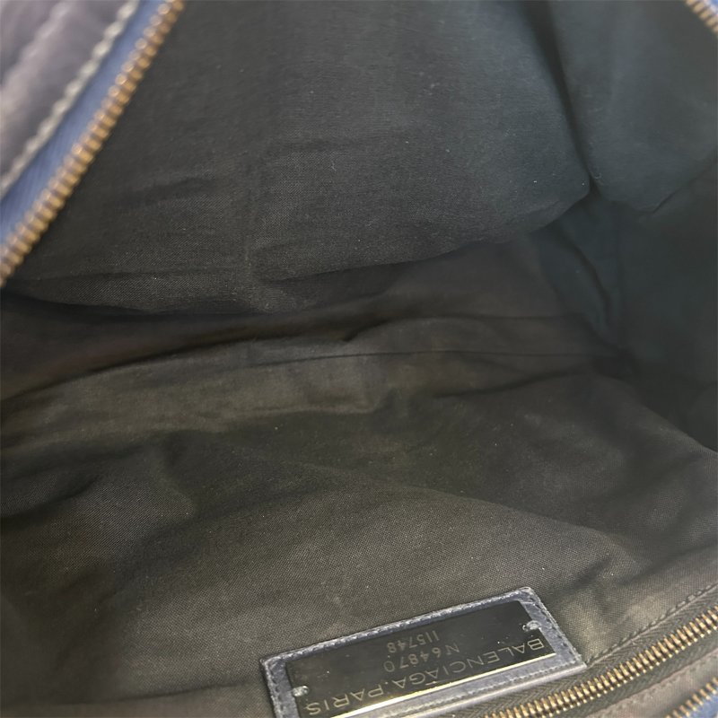 BALECIAGA藍紫色全皮CITY機車包-7