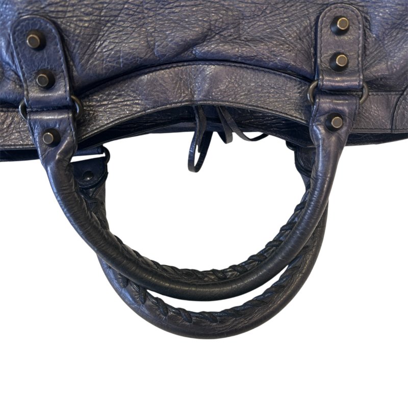 BALECIAGA藍紫色全皮CITY機車包-9