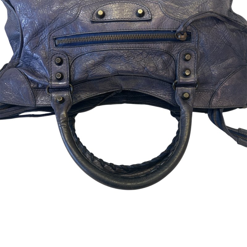 BALECIAGA藍紫色全皮CITY機車包-10