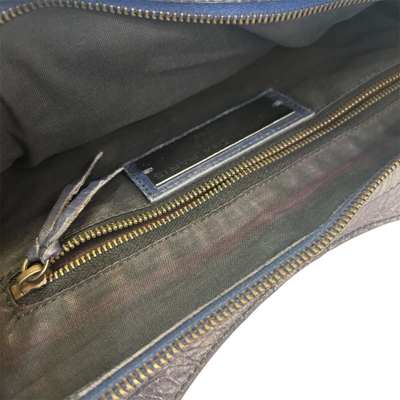 BALECIAGA藍紫色全皮CITY機車包-13