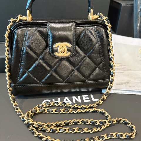 CHANEL✨2024A 菱格紋皮穿鏈手提包醫生包mini 芯片