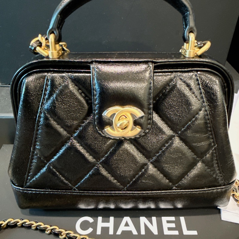 CHANEL✨2024A 菱格紋皮穿鏈手提包醫生包mini 芯片-1
