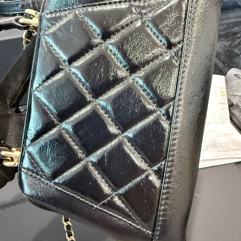CHANEL✨2024A 菱格紋皮穿鏈手提包醫生包mini 芯片-12