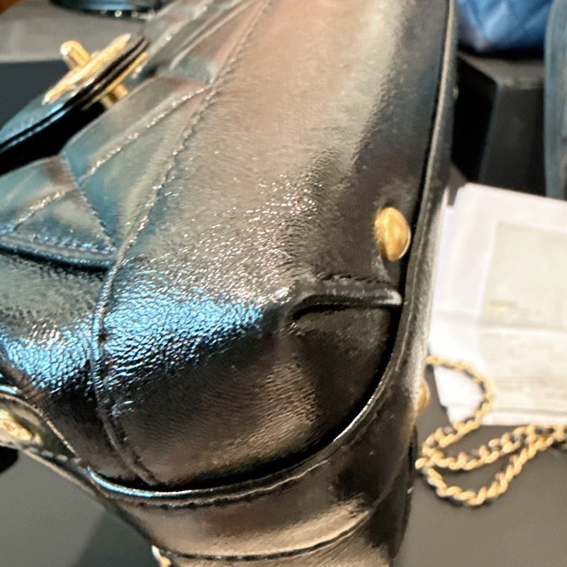 CHANEL✨2024A 菱格紋皮穿鏈手提包醫生包mini 芯片-16