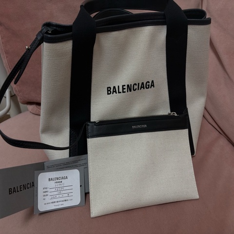 Balenciaga Navy Cabas S 黑白 帆布托特包 附子包 吊牌完整
