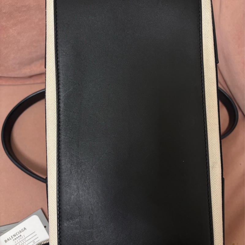 Balenciaga Navy Cabas S 黑白 帆布托特包 附子包 吊牌完整-12
