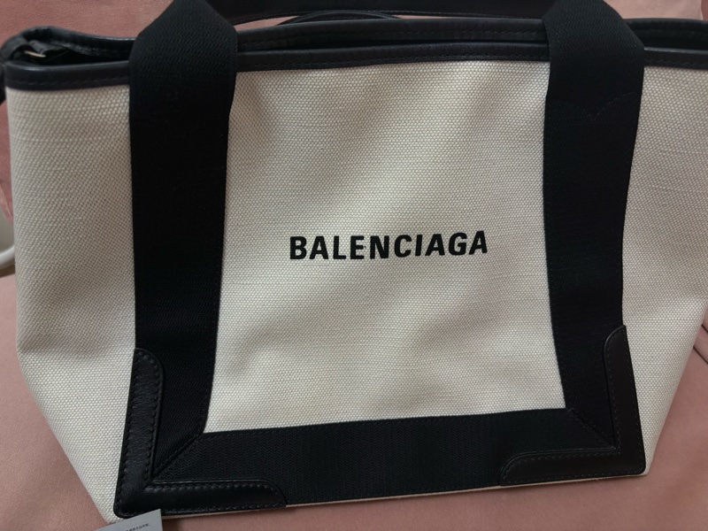 Balenciaga Navy Cabas S 黑白 帆布托特包 附子包 吊牌完整-1