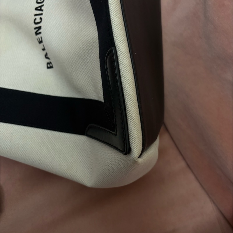 Balenciaga Navy Cabas S 黑白 帆布托特包 附子包 吊牌完整-5