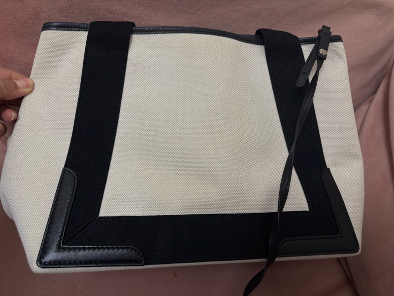 Balenciaga Navy Cabas S 黑白 帆布托特包 附子包 吊牌完整-7