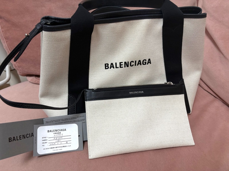 Balenciaga Navy Cabas S 黑白 帆布托特包 附子包 吊牌完整-20