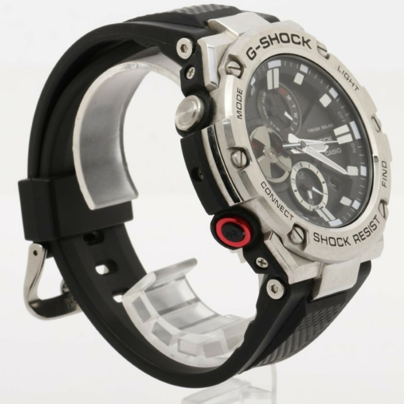 卡西歐 G-SHOCK GSTEEL GSTB100 系列黑色銀色樹脂/不鏽鋼男士模擬手錶-2