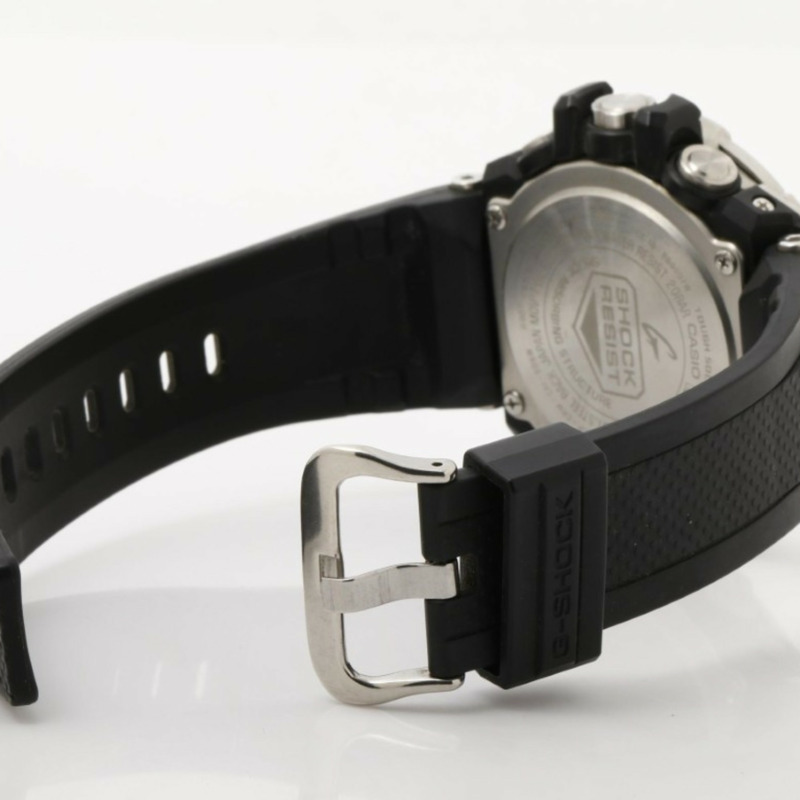 卡西歐 G-SHOCK GSTEEL GSTB100 系列黑色銀色樹脂/不鏽鋼男士模擬手錶-3