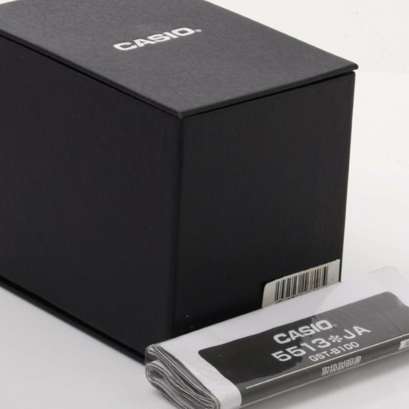 卡西歐 G-SHOCK GSTEEL GSTB100 系列黑色銀色樹脂/不鏽鋼男士模擬手錶-5