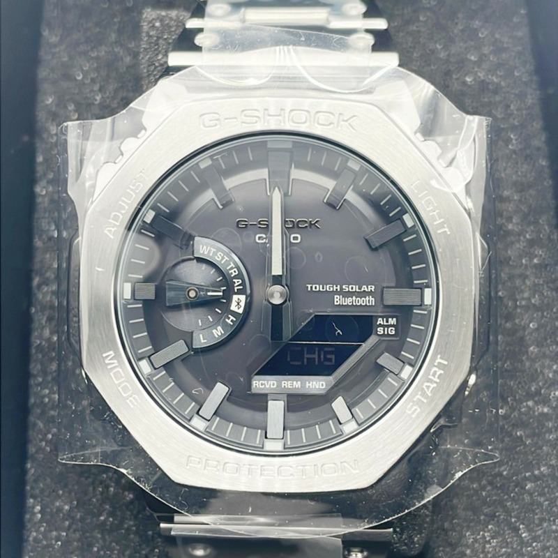卡西歐 G-SHOCK 全金屬 2100 系列 GMB2100D1AJF 男士手錶,黑色/銀色-0