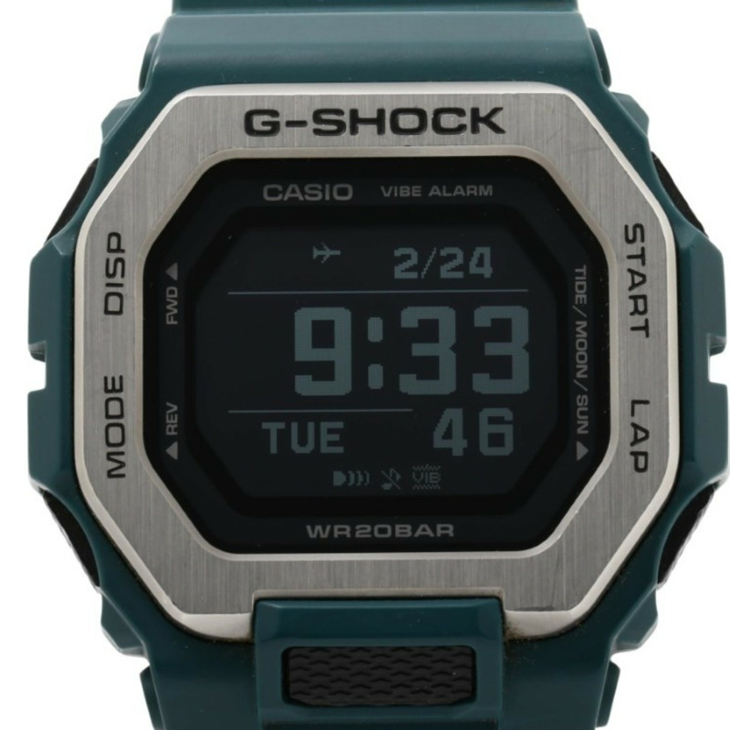卡西歐 G-SHOCK GLIDE GBX100 系列黑色綠色樹脂/不鏽鋼男士數位手錶-0