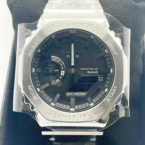卡西歐 G-SHOCK 全金屬 2100 系列 GMB2100D1AJF 男士手錶，黑色/銀色