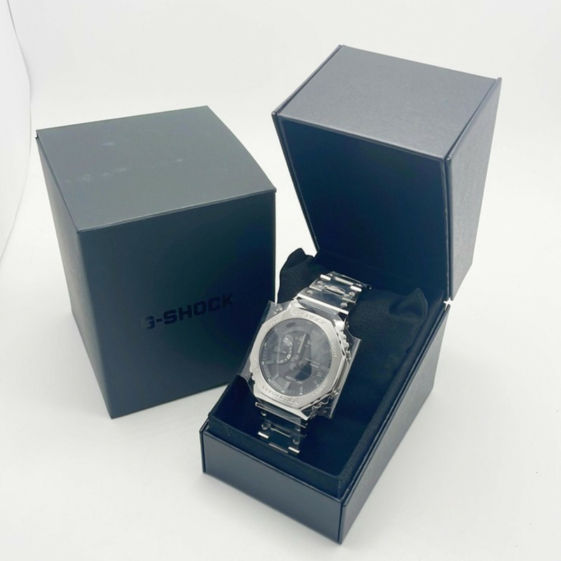 卡西歐 G-SHOCK 全金屬 2100 系列 GMB2100D1AJF 男士手錶，黑色/銀色-2