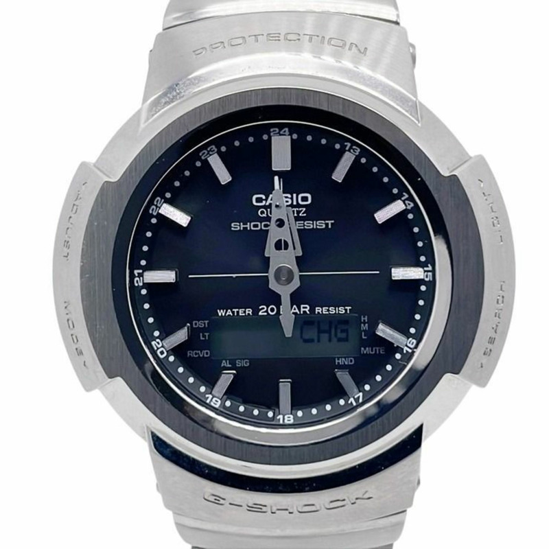 卡西歐 G-SHOCK 全金屬 AW500 系列 AWM500D1AJF 黑色銀色不銹鋼男士手錶-0