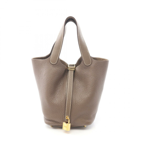 愛馬仕 Picotin Lock PM 手提包 D Taurillon Clemence Etoupe 灰色 二手 GHW
