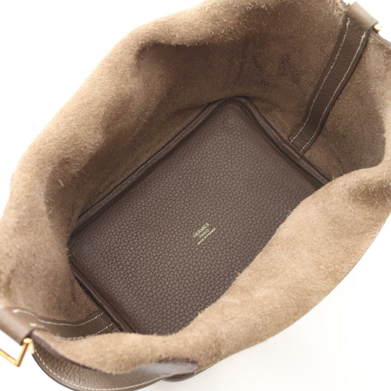 愛馬仕 Picotin Lock PM 手提包 D Taurillon Clemence Etoupe 灰色 二手 GHW-2