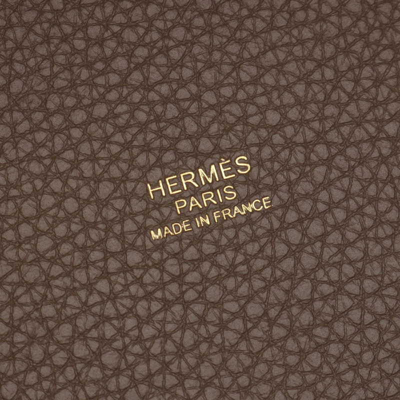 愛馬仕 Picotin Lock PM 手提包 D Taurillon Clemence Etoupe 灰色 二手 GHW-3