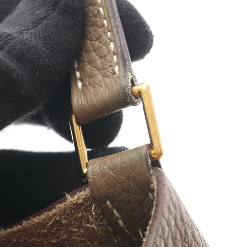 愛馬仕 Picotin Lock PM 手提包 D Taurillon Clemence Etoupe 灰色 二手 GHW-8