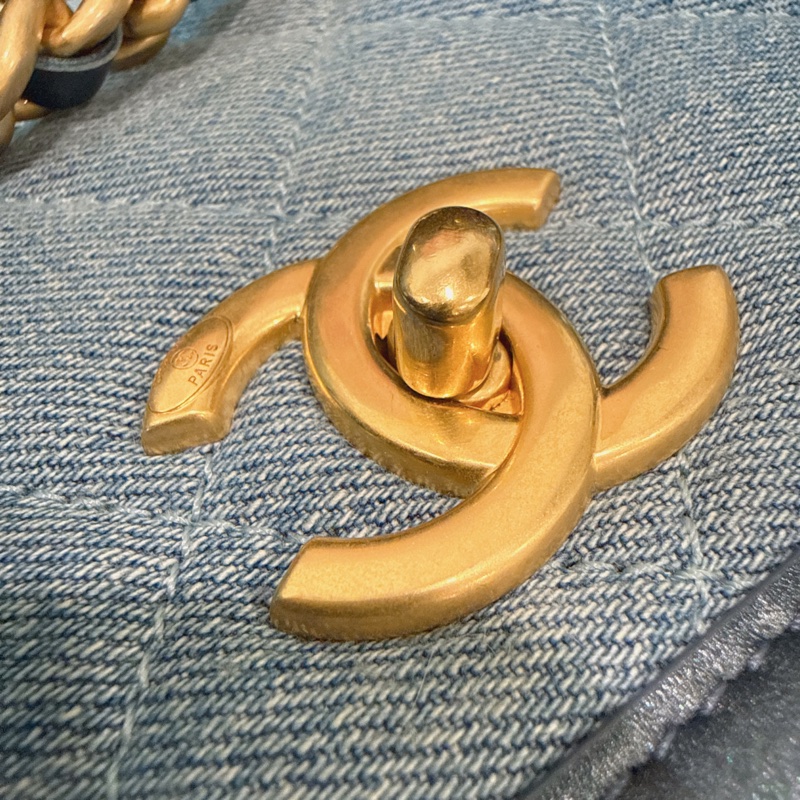 近全新🍀Chanel✨2024s牛仔丹寧郵差包馬鞍包 台灣購證-2