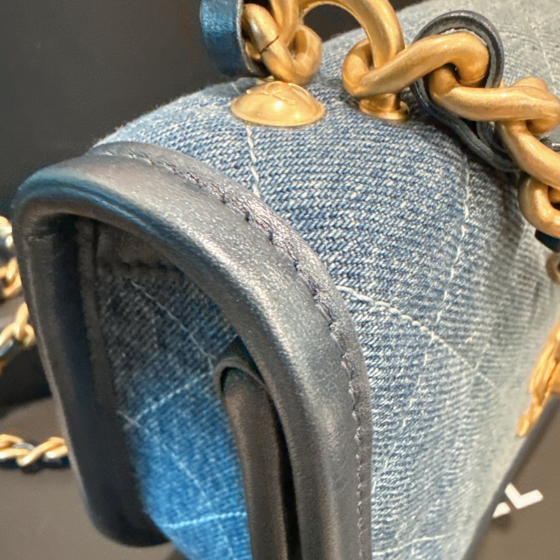 近全新🍀Chanel✨2024s牛仔丹寧郵差包馬鞍包 台灣購證-12