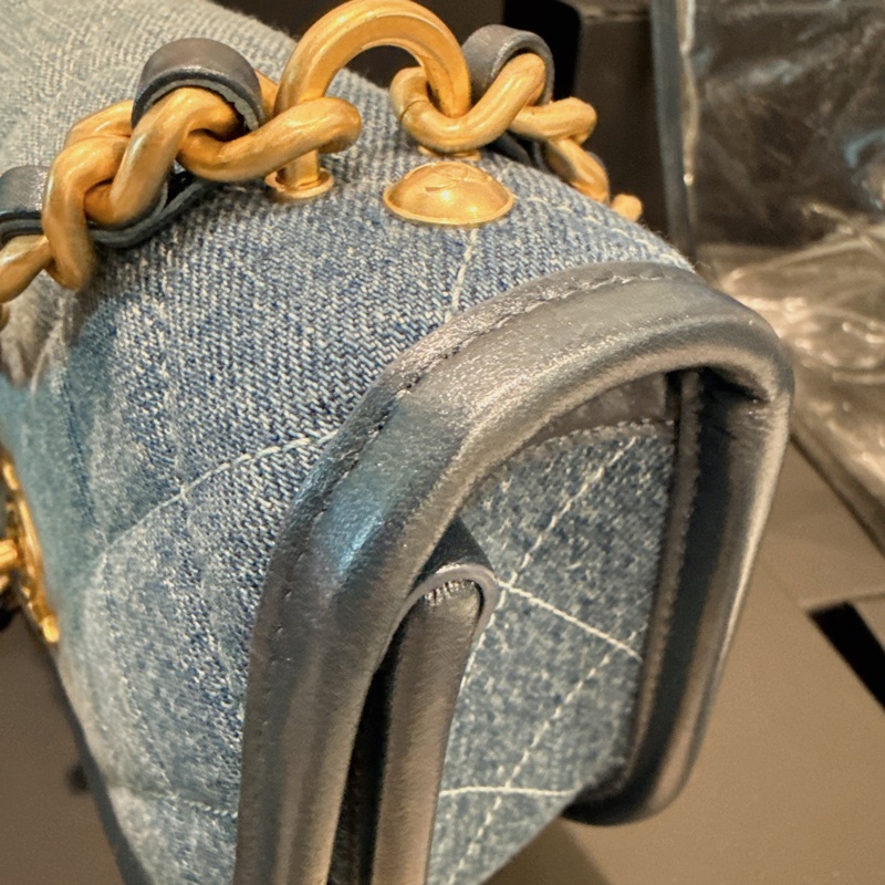近全新🍀Chanel✨2024s牛仔丹寧郵差包馬鞍包 台灣購證-13