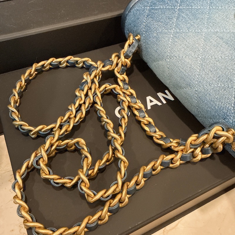 近全新🍀Chanel✨2024s牛仔丹寧郵差包馬鞍包 台灣購證-25