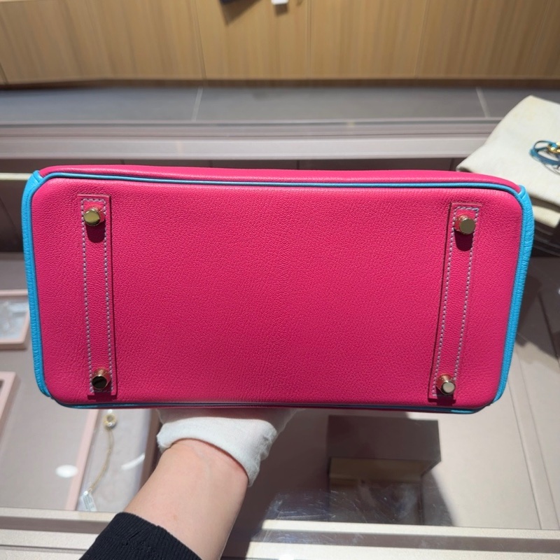 Hermes爱马仕糖果粉拼糖果蓝Birkin30-4