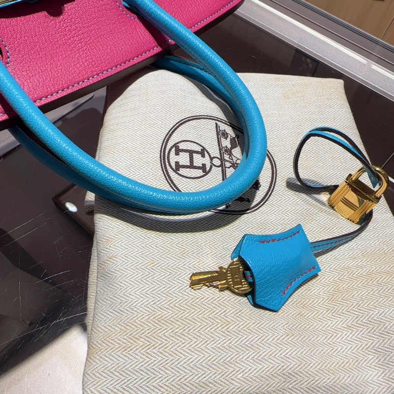 Hermes爱马仕糖果粉拼糖果蓝Birkin30-7