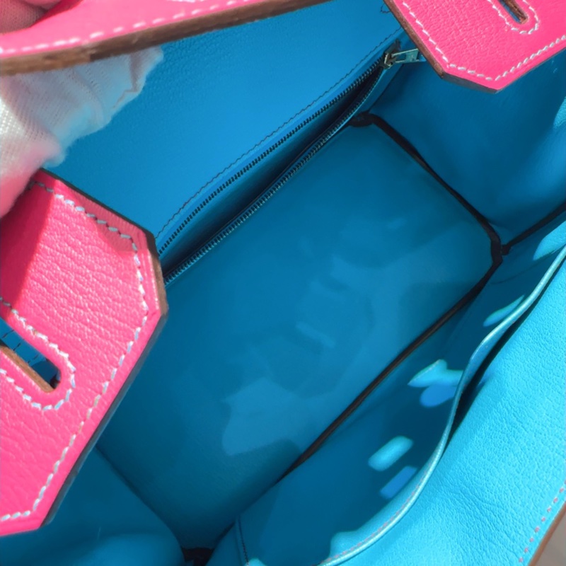Hermes爱马仕糖果粉拼糖果蓝Birkin30-8
