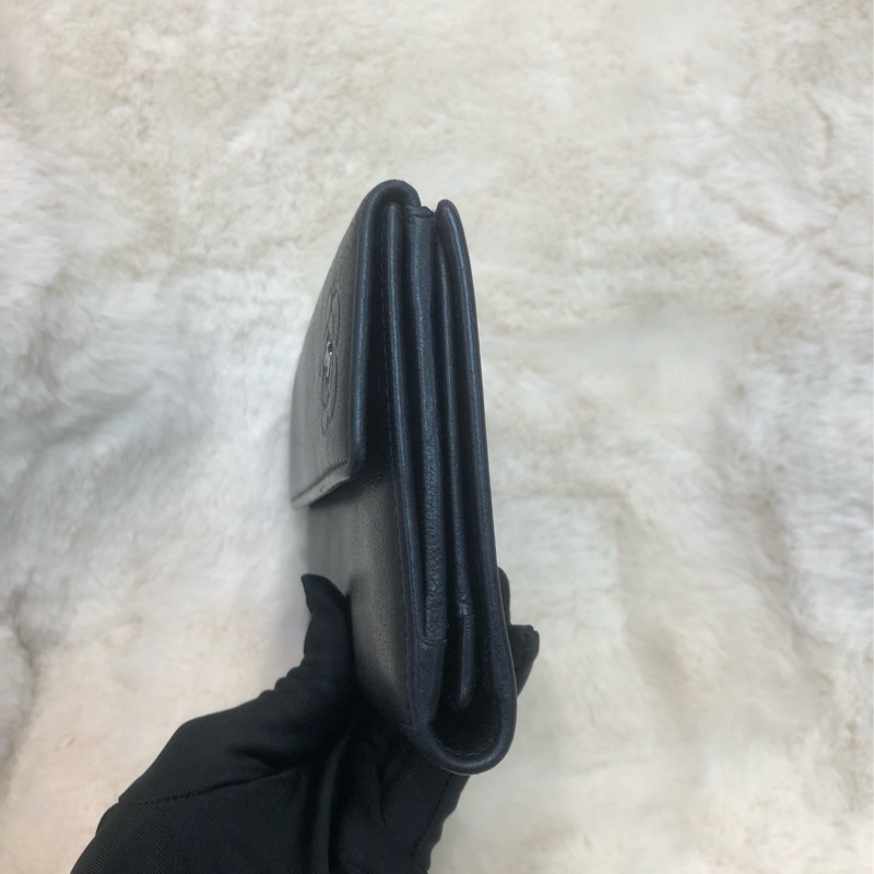 Chanel 山茶花黑色長銀包 XB822-2