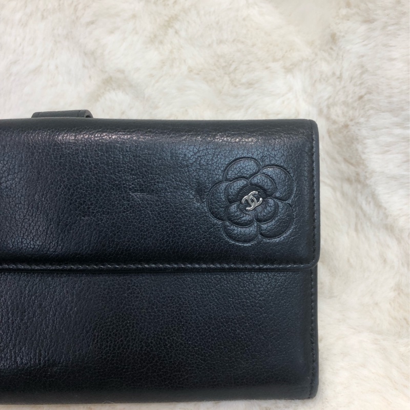Chanel 山茶花黑色長銀包 XB822-11