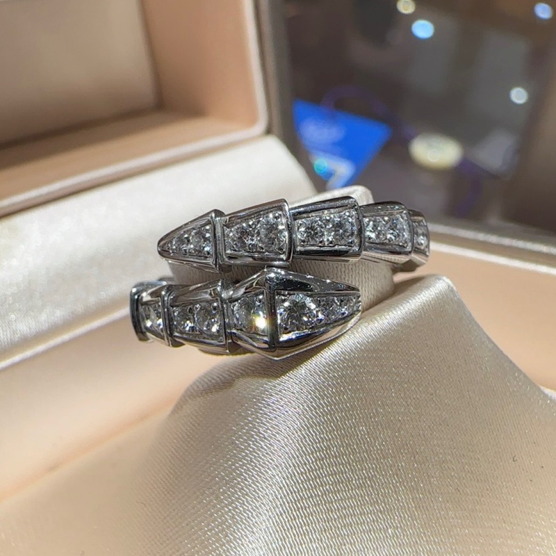 Bvlgari宝格丽 Serpenti viper系列白金满钻蛇戒-3
