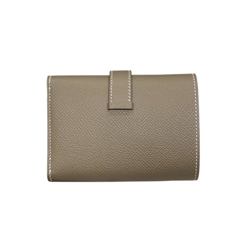 HERMES 愛馬仕 K刻 BÉARN短夾 皮革 大象灰 金釦-1