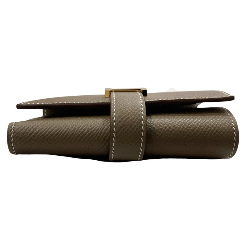 HERMES 愛馬仕 K刻 BÉARN短夾 皮革 大象灰 金釦-5