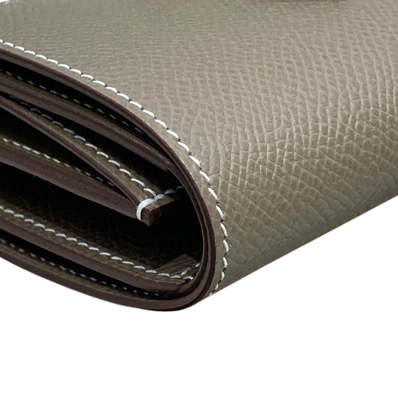 HERMES 愛馬仕 K刻 BÉARN短夾 皮革 大象灰 金釦-6