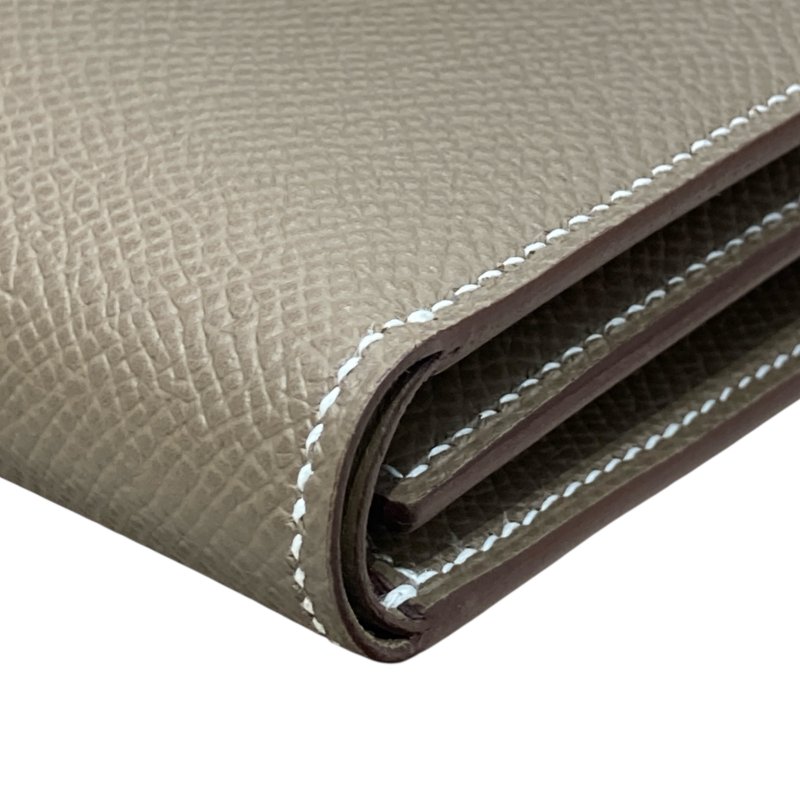 HERMES 愛馬仕 K刻 BÉARN短夾 皮革 大象灰 金釦-7