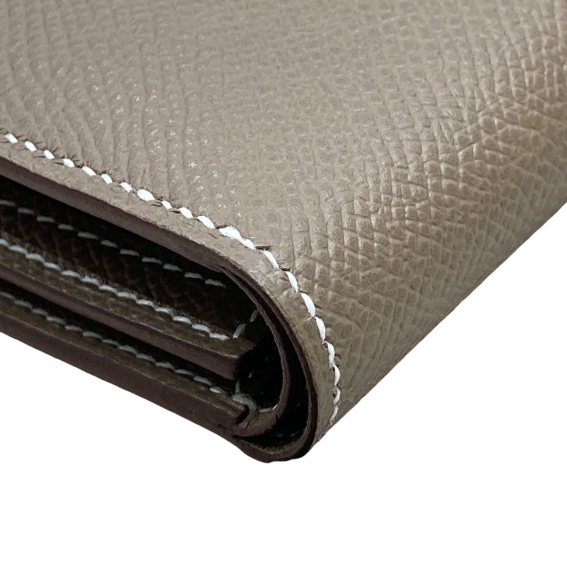 HERMES 愛馬仕 K刻 BÉARN短夾 皮革 大象灰 金釦-8