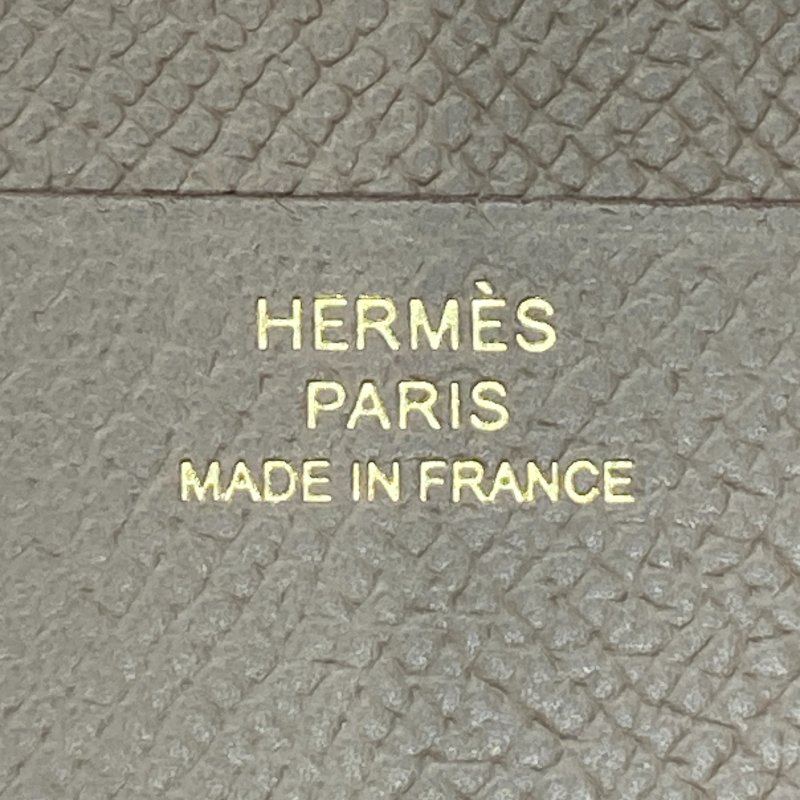 HERMES 愛馬仕 K刻 BÉARN短夾 皮革 大象灰 金釦-12