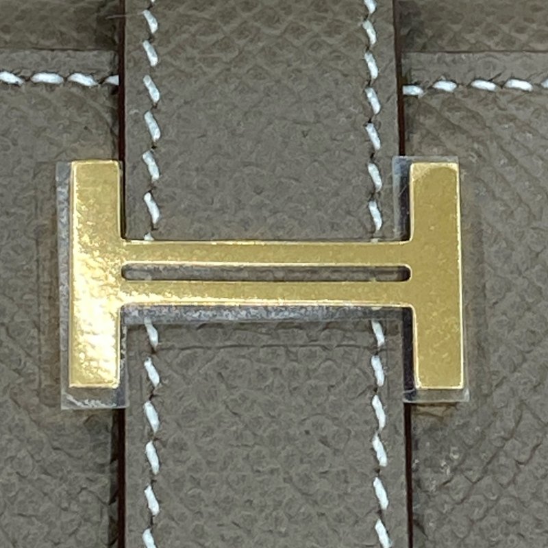 HERMES 愛馬仕 K刻 BÉARN短夾 皮革 大象灰 金釦-13
