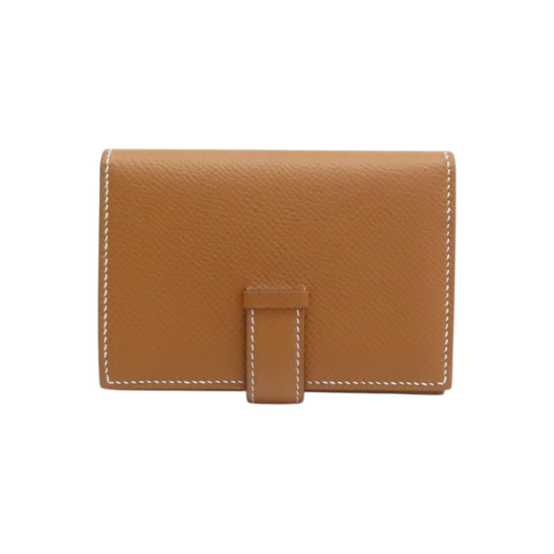 焦糖色 Epsom牛皮 Bearn mini 金扣 兩折短夾【HERMES 愛馬仕】Z刻 H039796CC-1