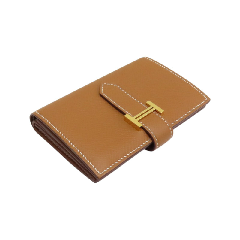 焦糖色 Epsom牛皮 Bearn mini 金扣 兩折短夾【HERMES 愛馬仕】Z刻 H039796CC-2