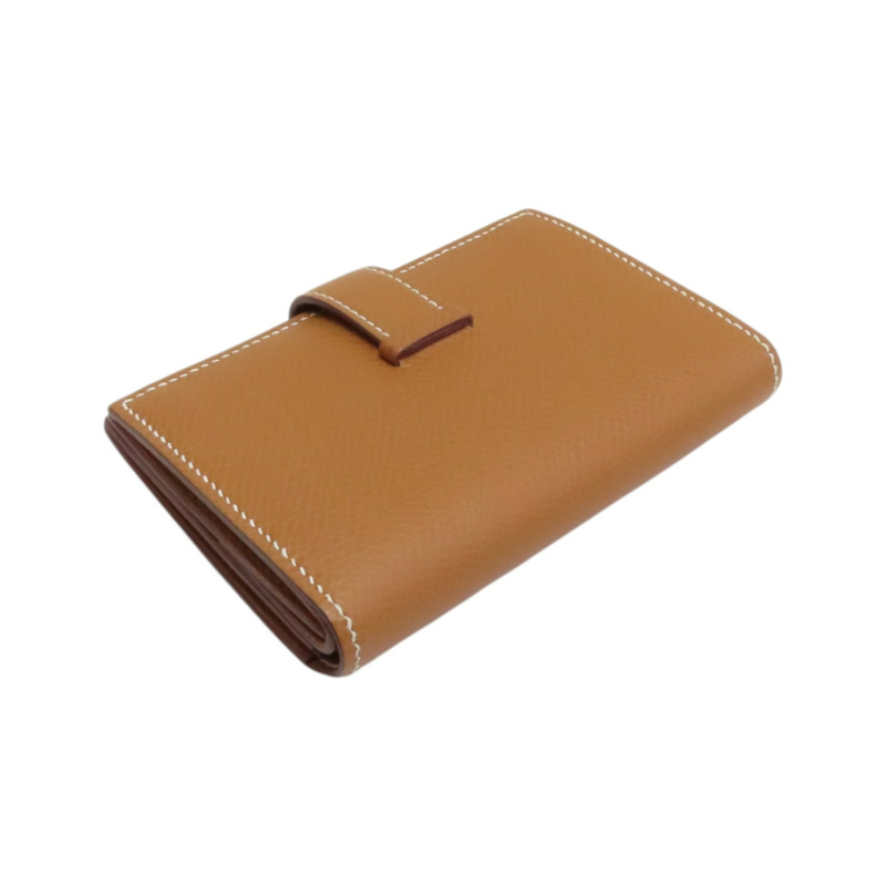 焦糖色 Epsom牛皮 Bearn mini 金扣 兩折短夾【HERMES 愛馬仕】Z刻 H039796CC-3