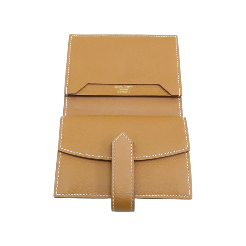 焦糖色 Epsom牛皮 Bearn mini 金扣 兩折短夾【HERMES 愛馬仕】Z刻 H039796CC-4