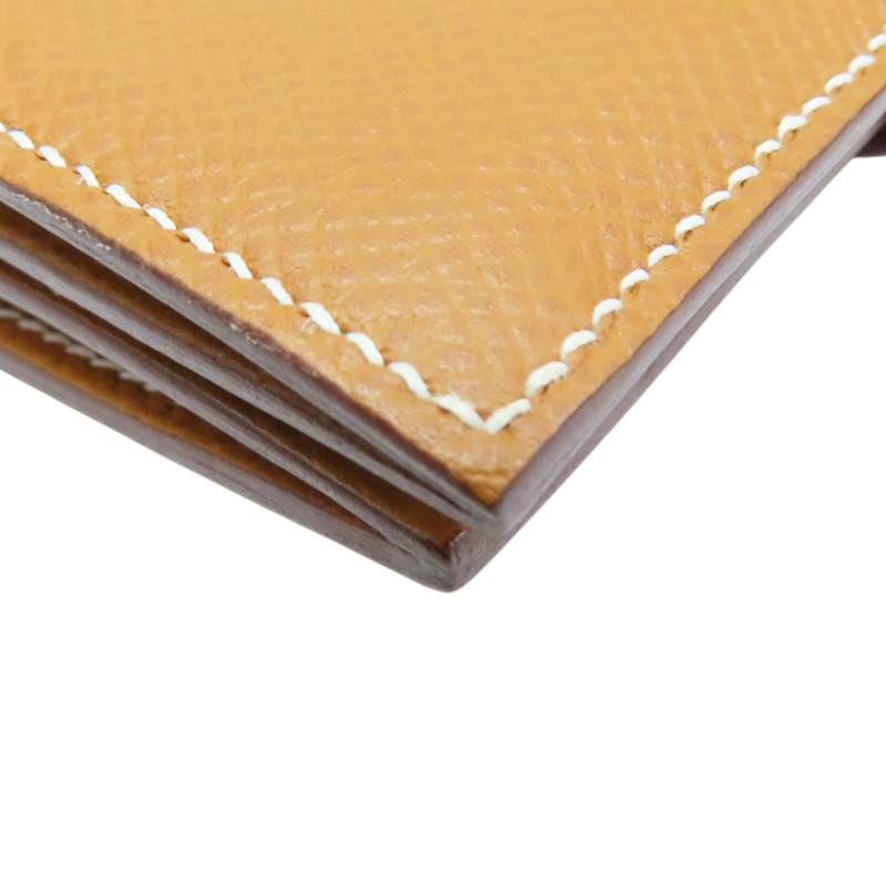 焦糖色 Epsom牛皮 Bearn mini 金扣 兩折短夾【HERMES 愛馬仕】Z刻 H039796CC-9